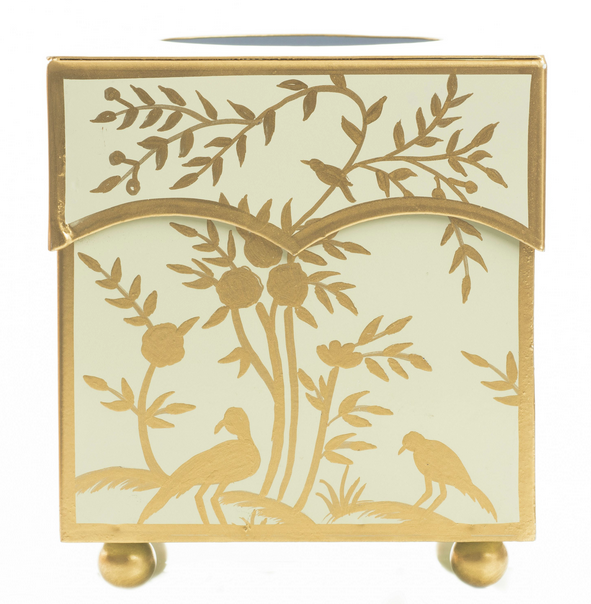 Pale Green & Gold Chinoiserie Tissue Holder