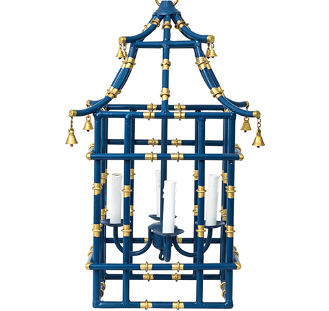 Navy & Gold Bamboo Lantern