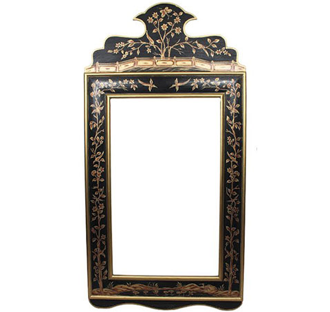 Black and Gold Wide Floral Mirror