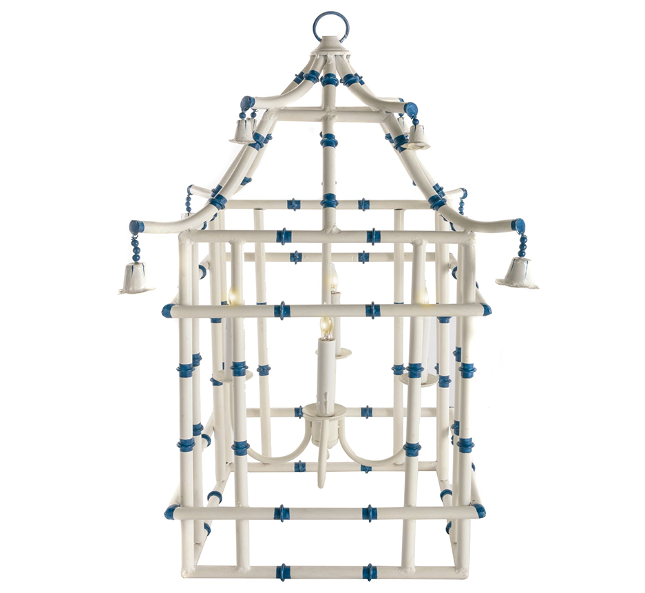 Ivory & Blue Bamboo Lantern