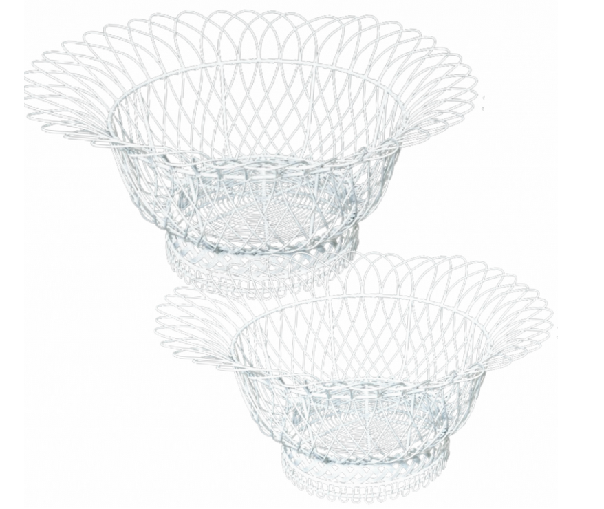 Round White French Wire Basket