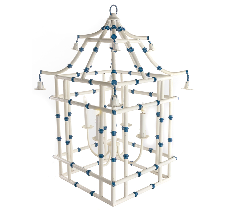 Ivory & Blue Bamboo Lantern