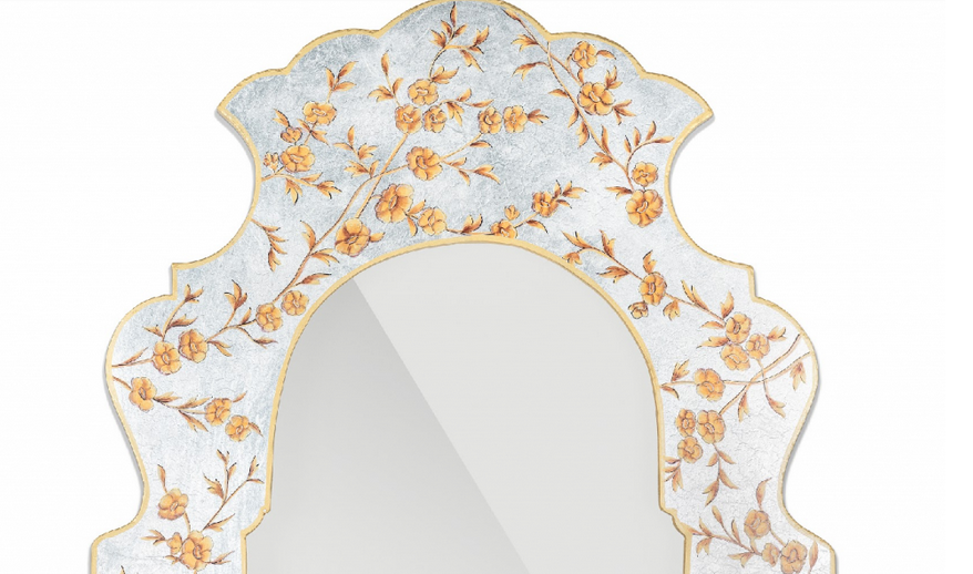 Pewter and Gold Narrow Cherry Blossom Mirror