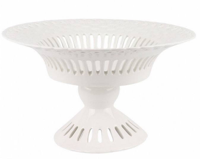 WHITE PIERCED PEDESTAL BOWL