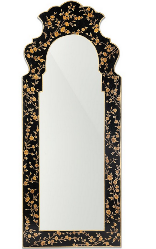 Black and GOLD Narrow CHERRY BLOSSOM MIRROR