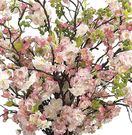 Amazing pink cherry blossom arrangement in glass vase