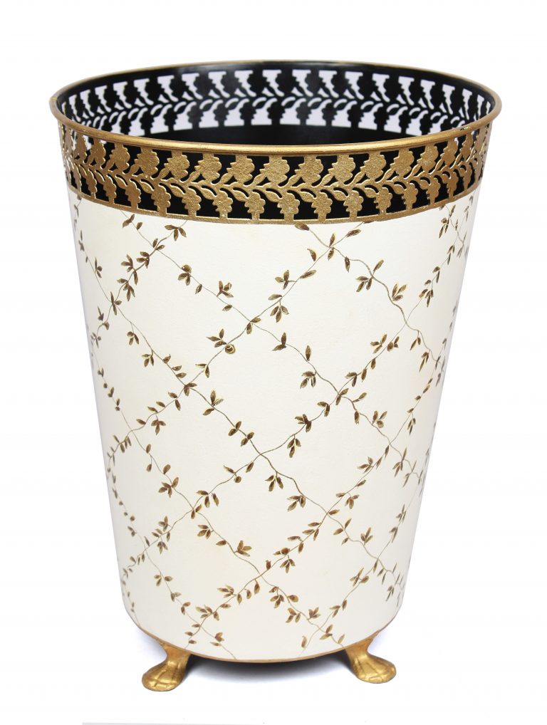 IVORY Pierced Gold Leaf Wastepaper Basket