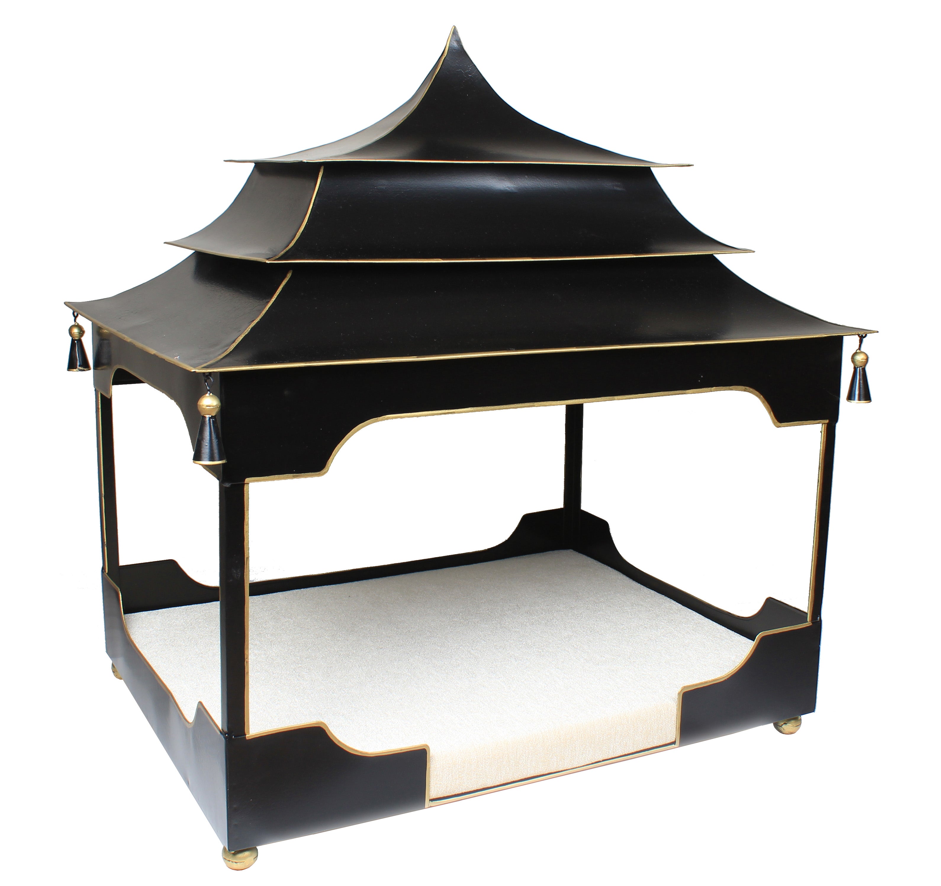 Pagoda Pet Bed Black and Gold