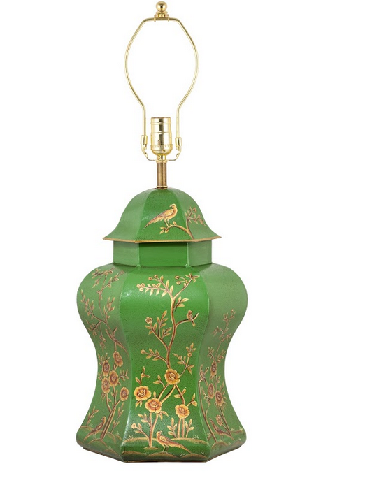 Stunning new scalloped mossy green/gold lamp