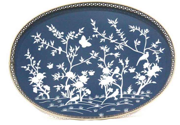 Navy Round Pierced Tray