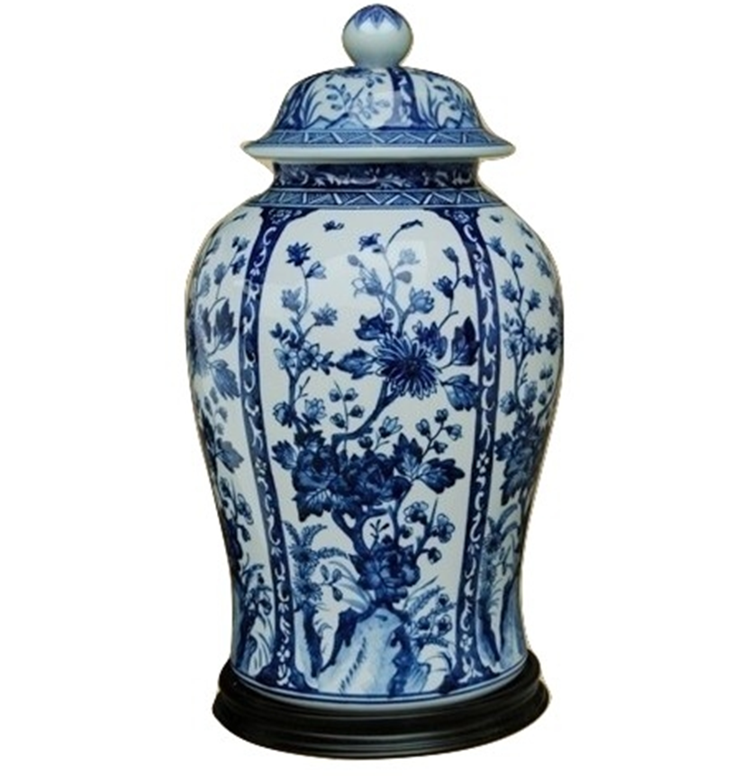 Large Paneled Floral Jar