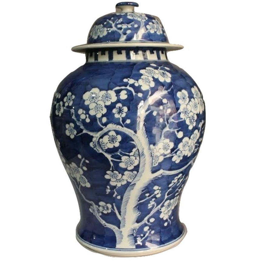 Navy Cherry Blossom Ginger Jar