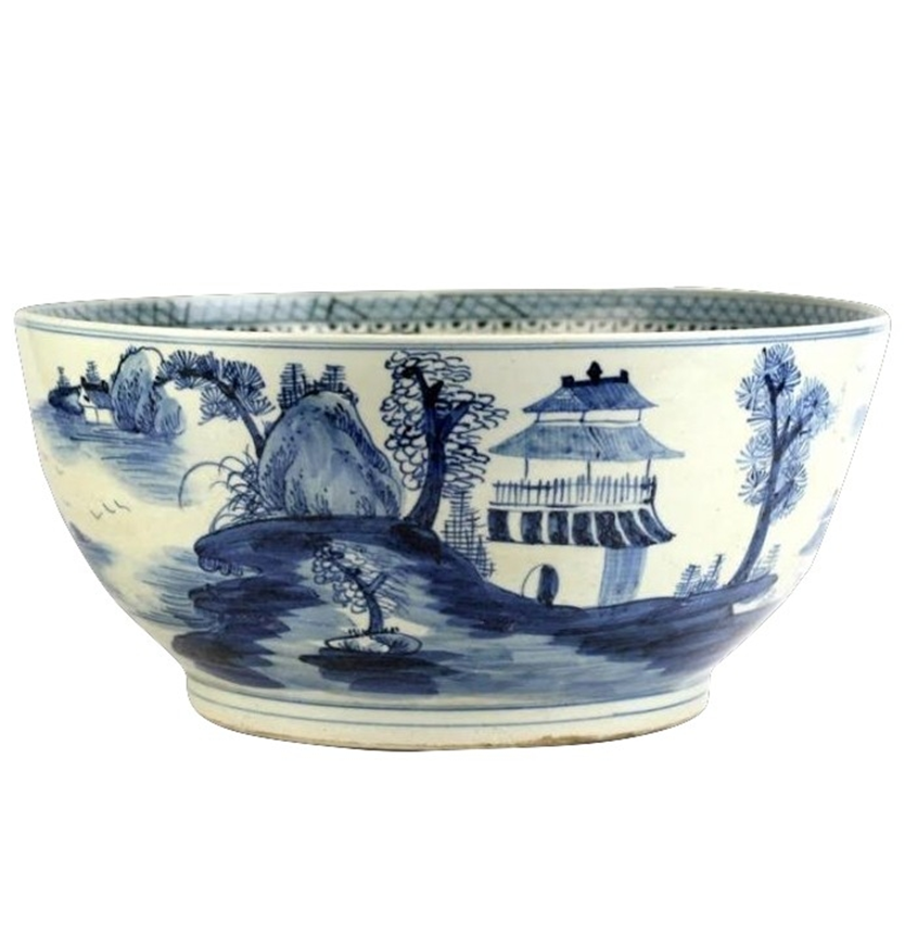 Large Village Scene Bowl