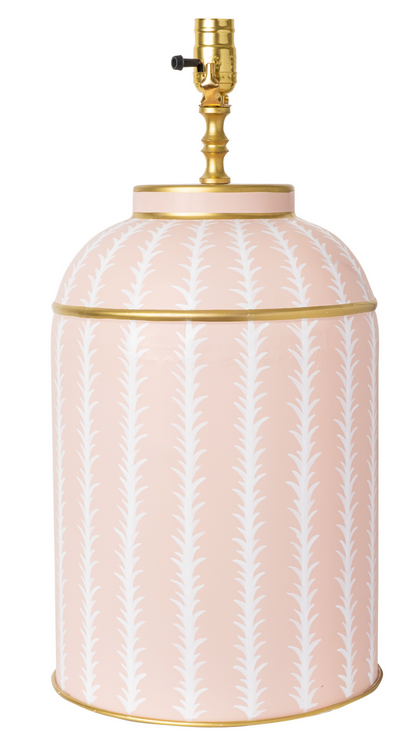 Fabulous new pale pink leaf tea caddy lamp