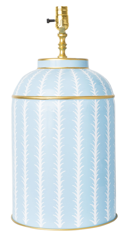 Fabulous new pale blue leaf tea caddy lamp