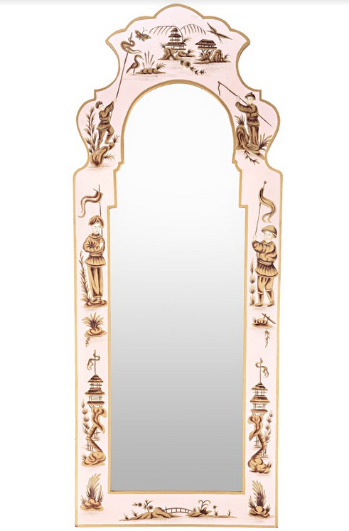 Pale Pink and Gold Narrow Figurine Mirror