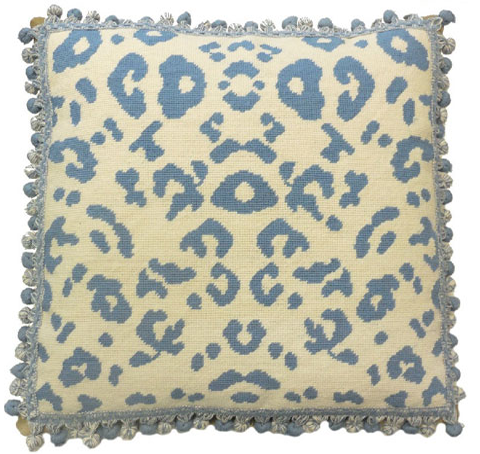 Blue Leopard Pillow