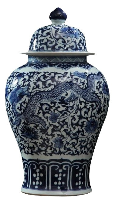 Large Dragon Floral Ginger Jar