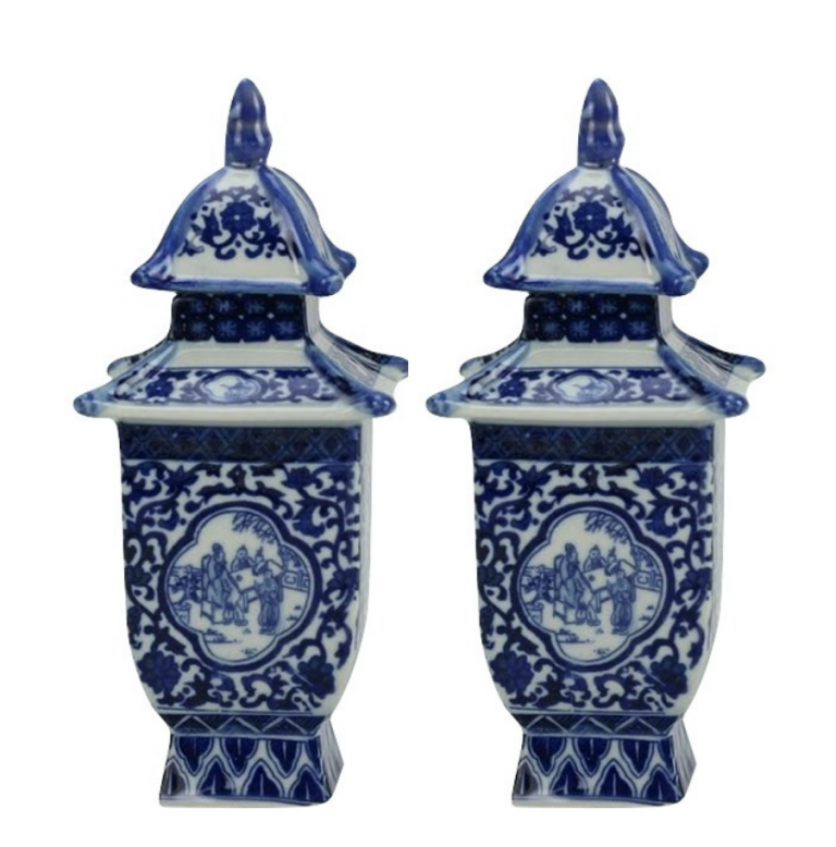 Mini Blue and White Pagodas style 2