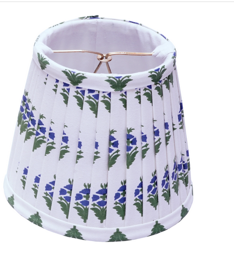 Beautiful new pleated lampshade in navy/green/white