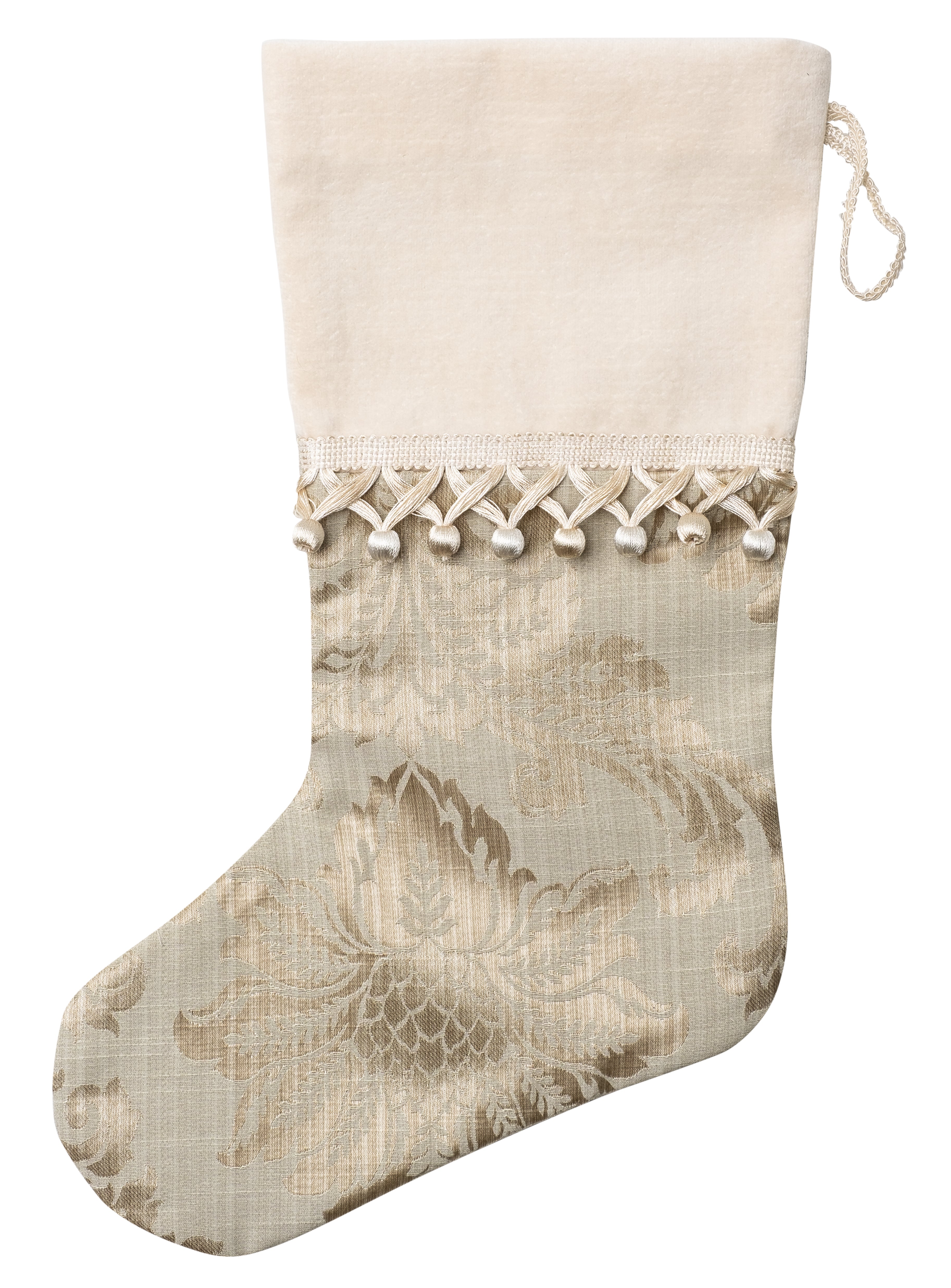 Taupe & Sage Damask Stocking