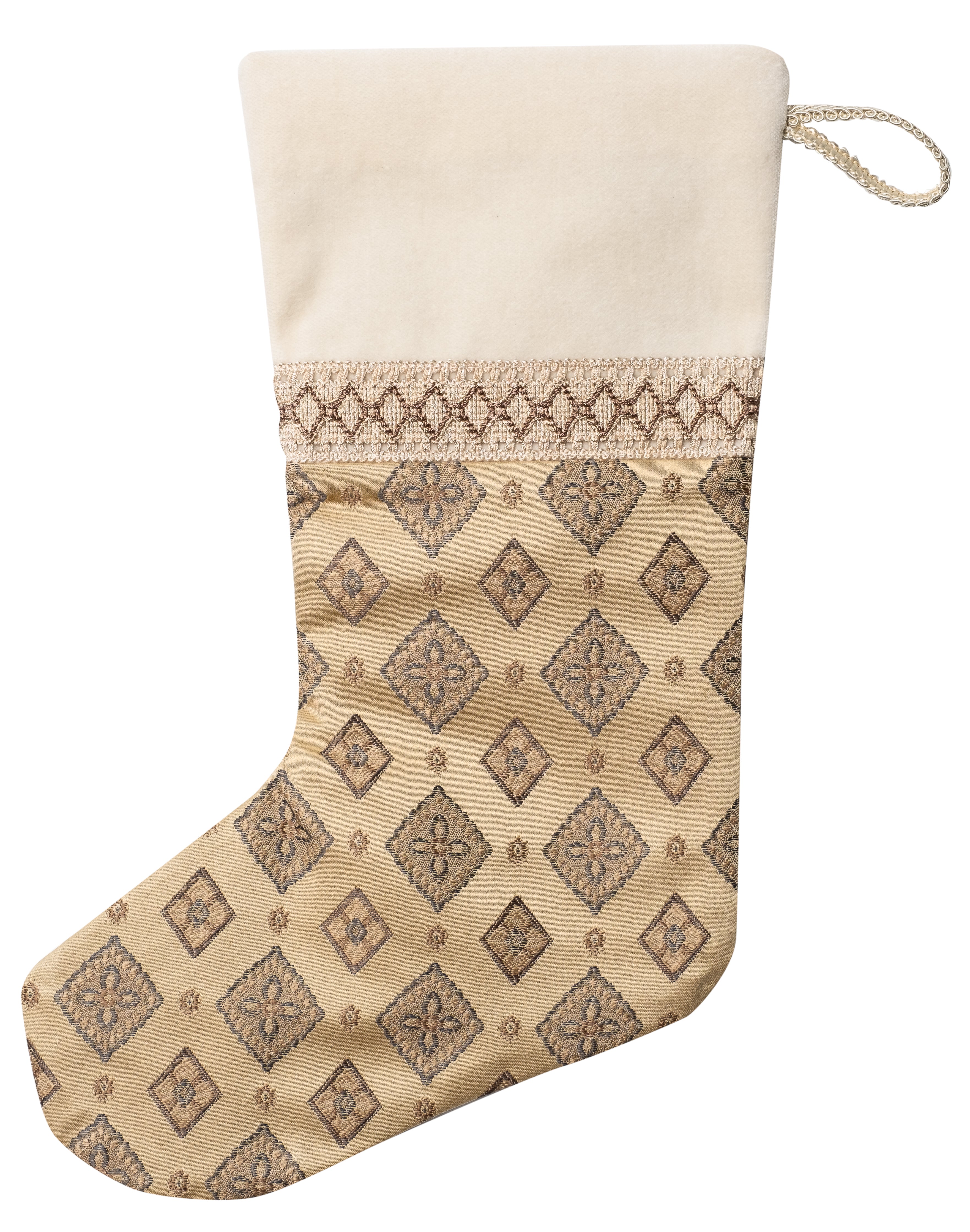 Tan & Gold Diamond Stocking