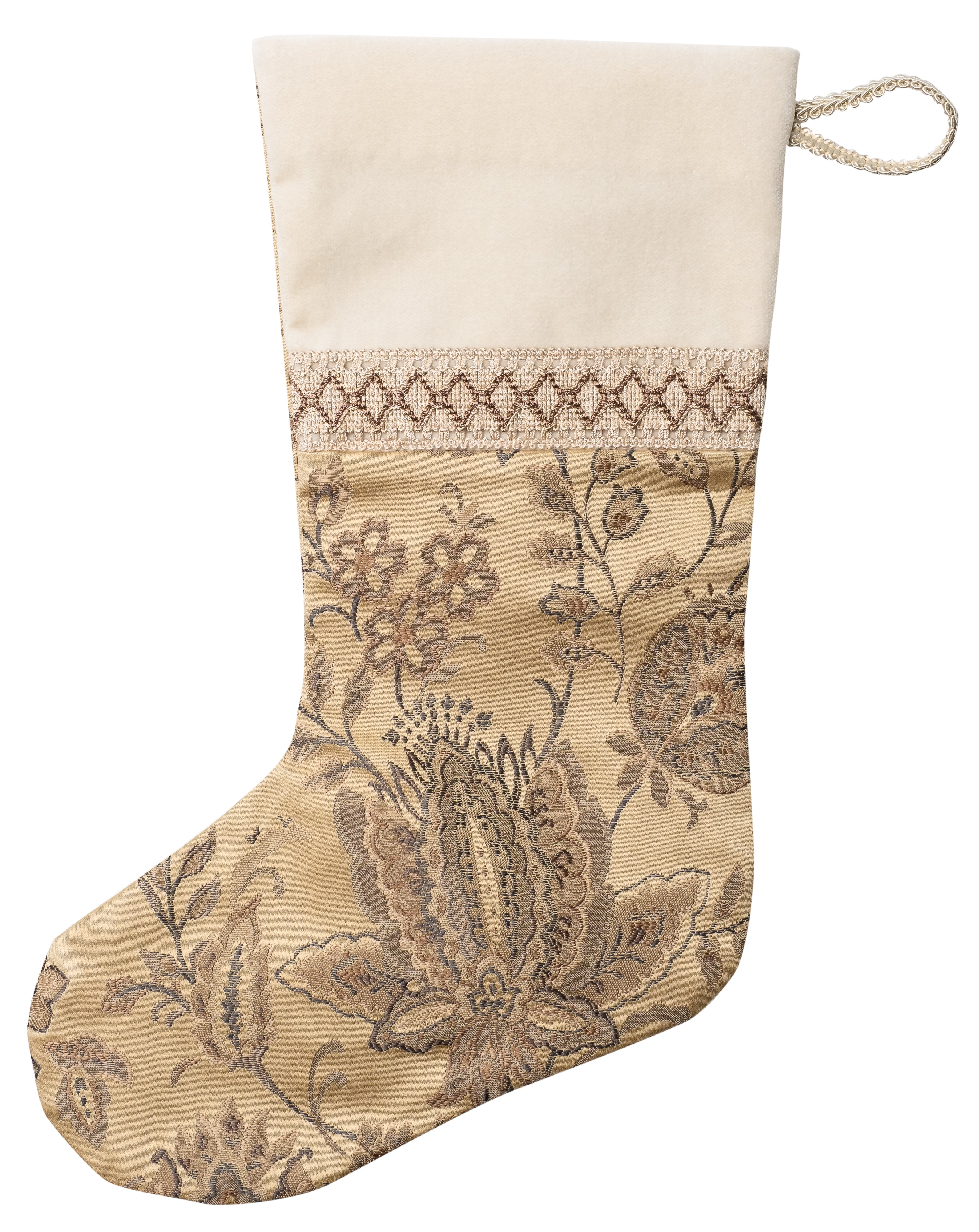 Tan & Gold Damask Stocking