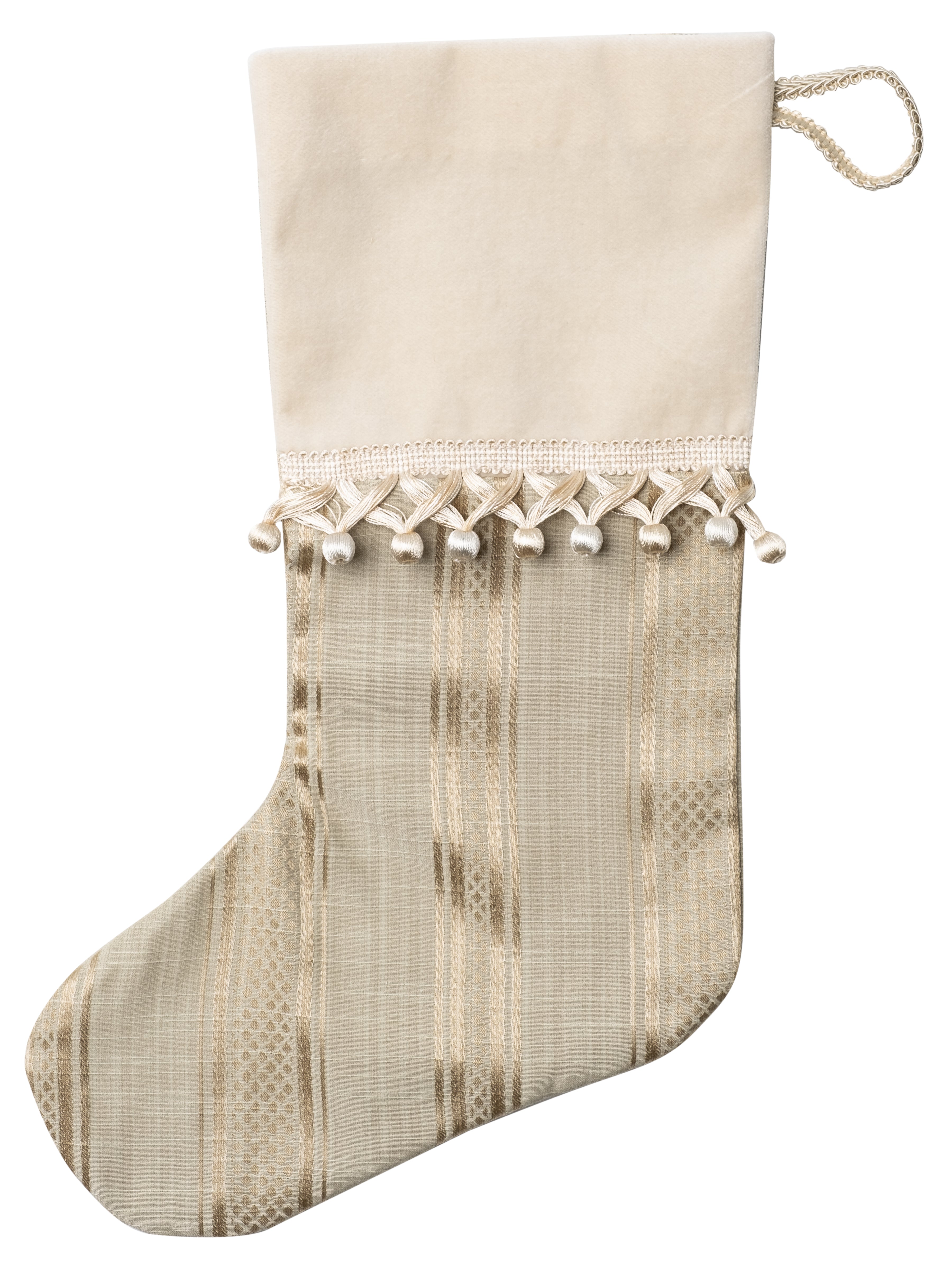 Taupe & Sage Striped Stocking