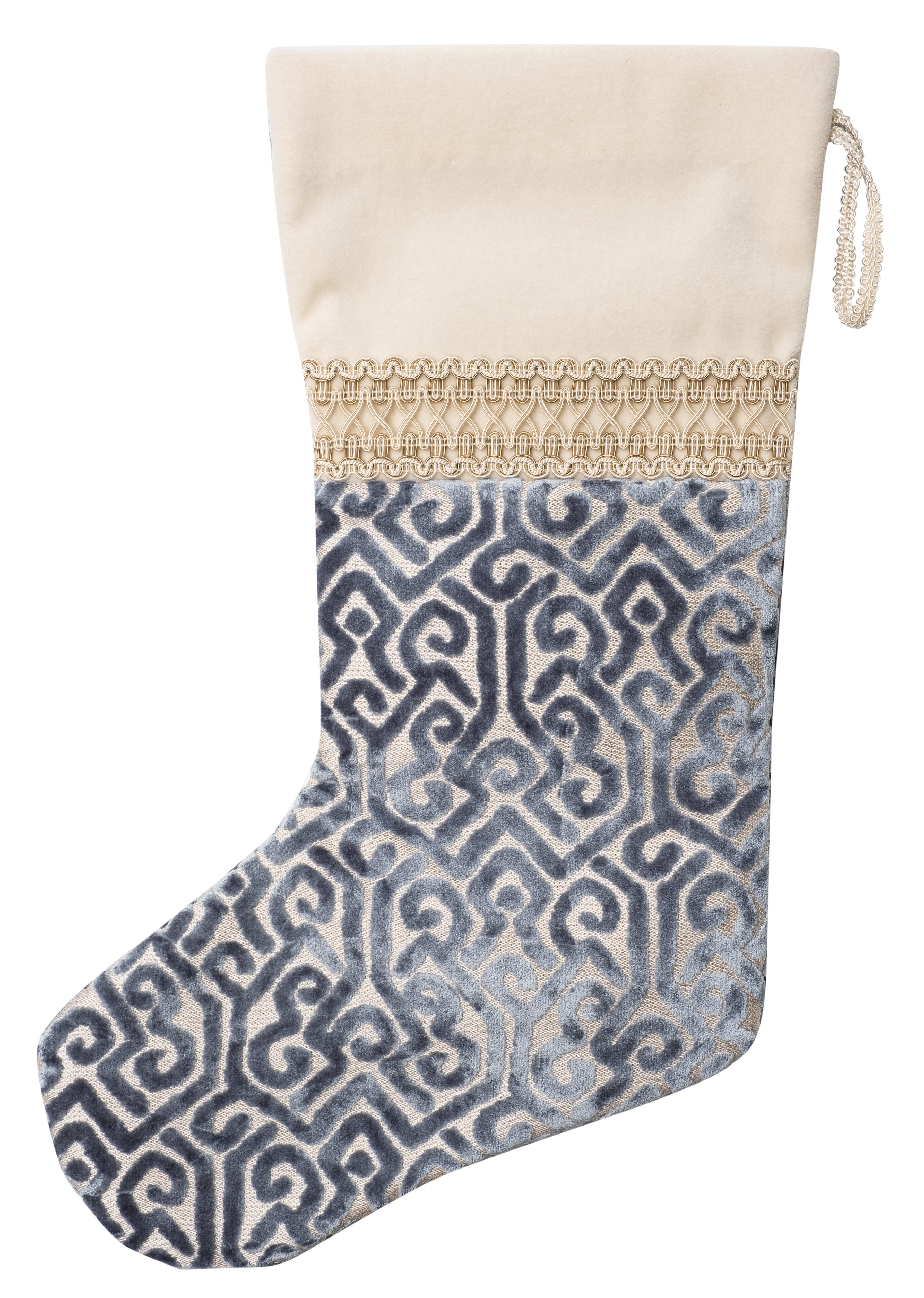 Blue & Ivory Velvet Stocking