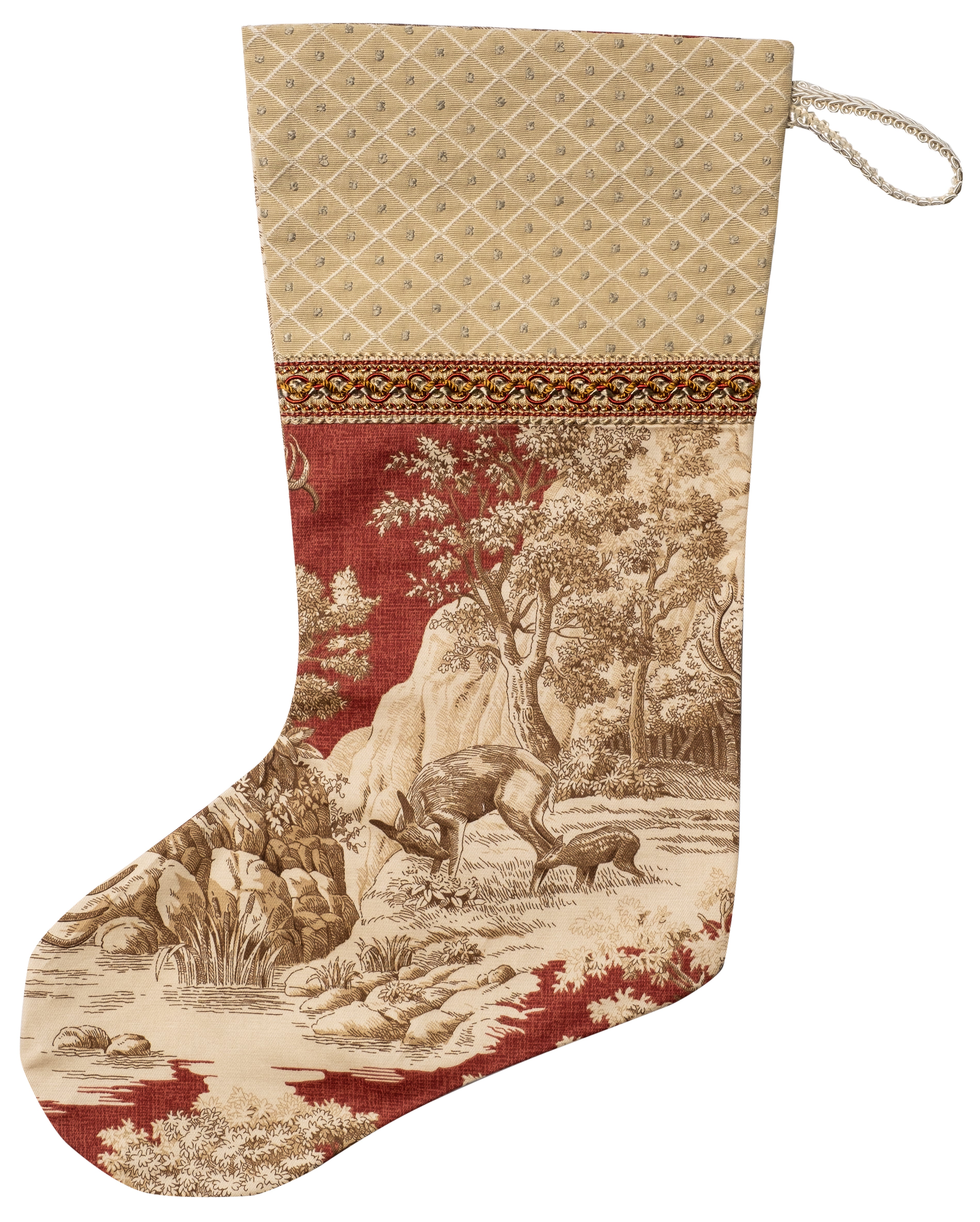 Red & Tan Toile Stocking 2