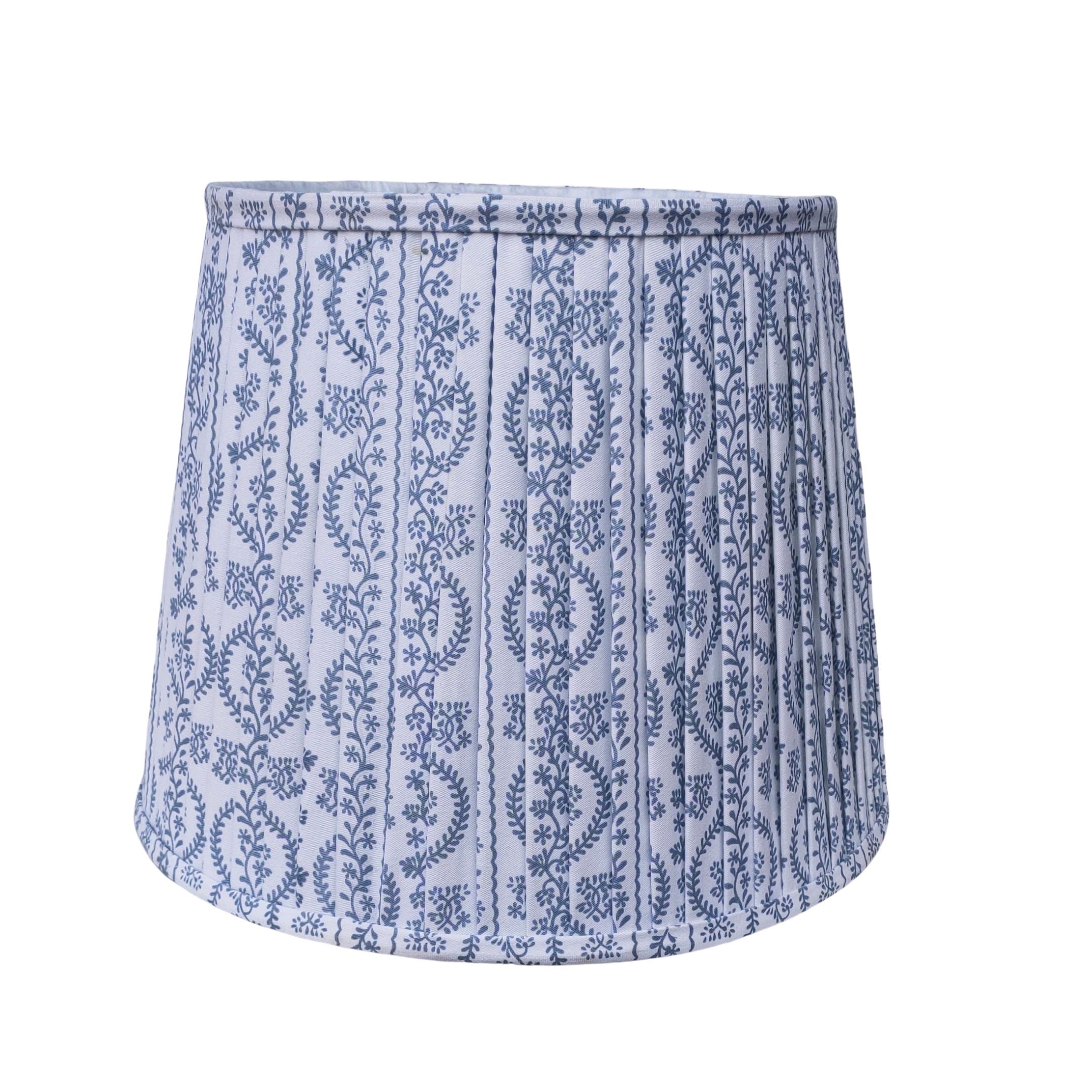 Beautiful new pleated lampshade in soft blue/white