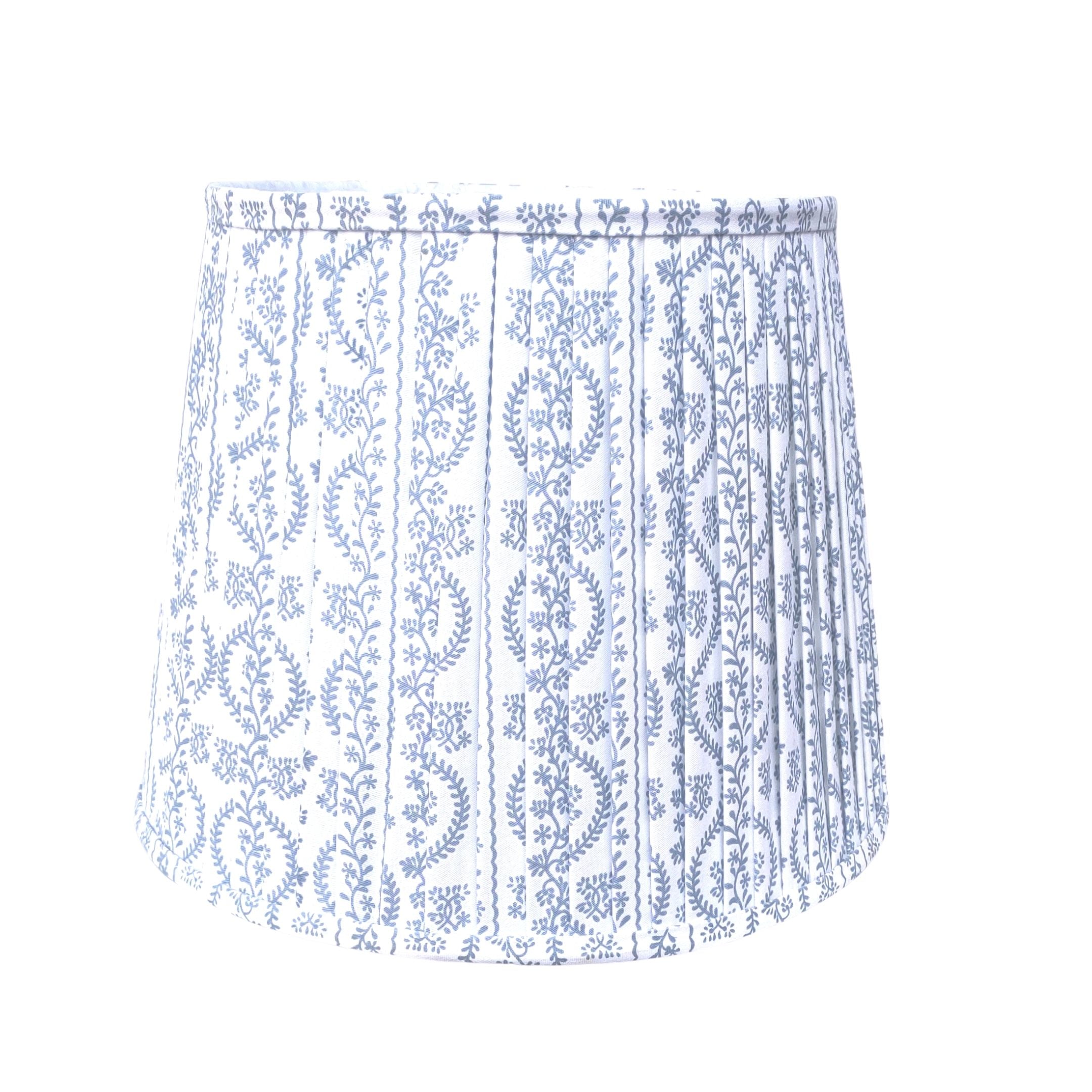 Beautiful new pleated lampshade in soft blue/white