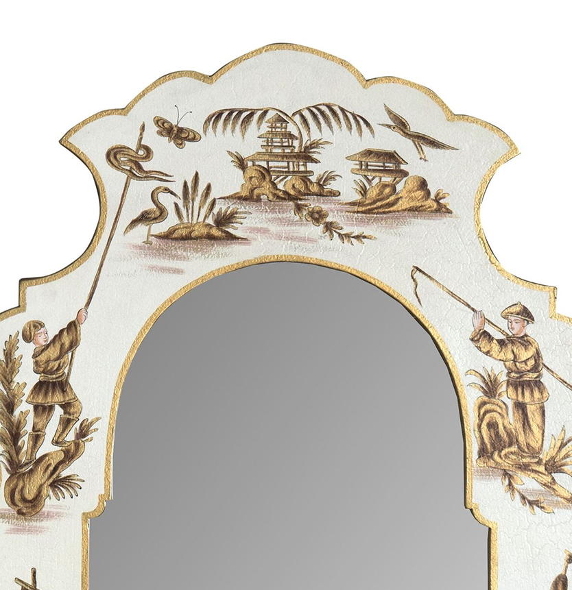 Ivory and Gold Narrow Figurine Mirror