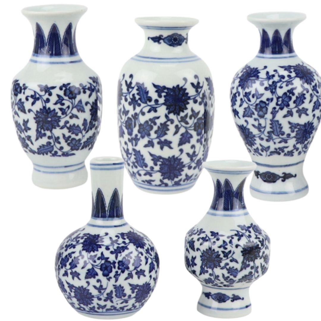 Set of 5 Mini Dark Blue Bud Vases