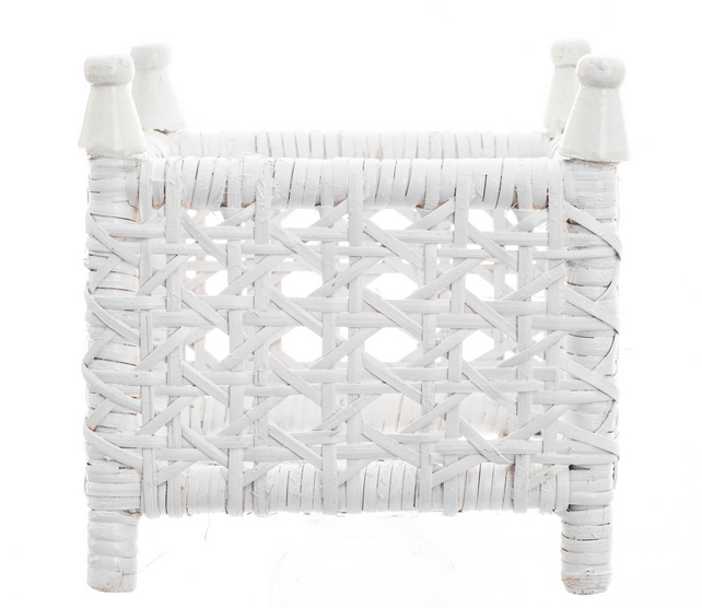 White Cane Wicker Box Planter