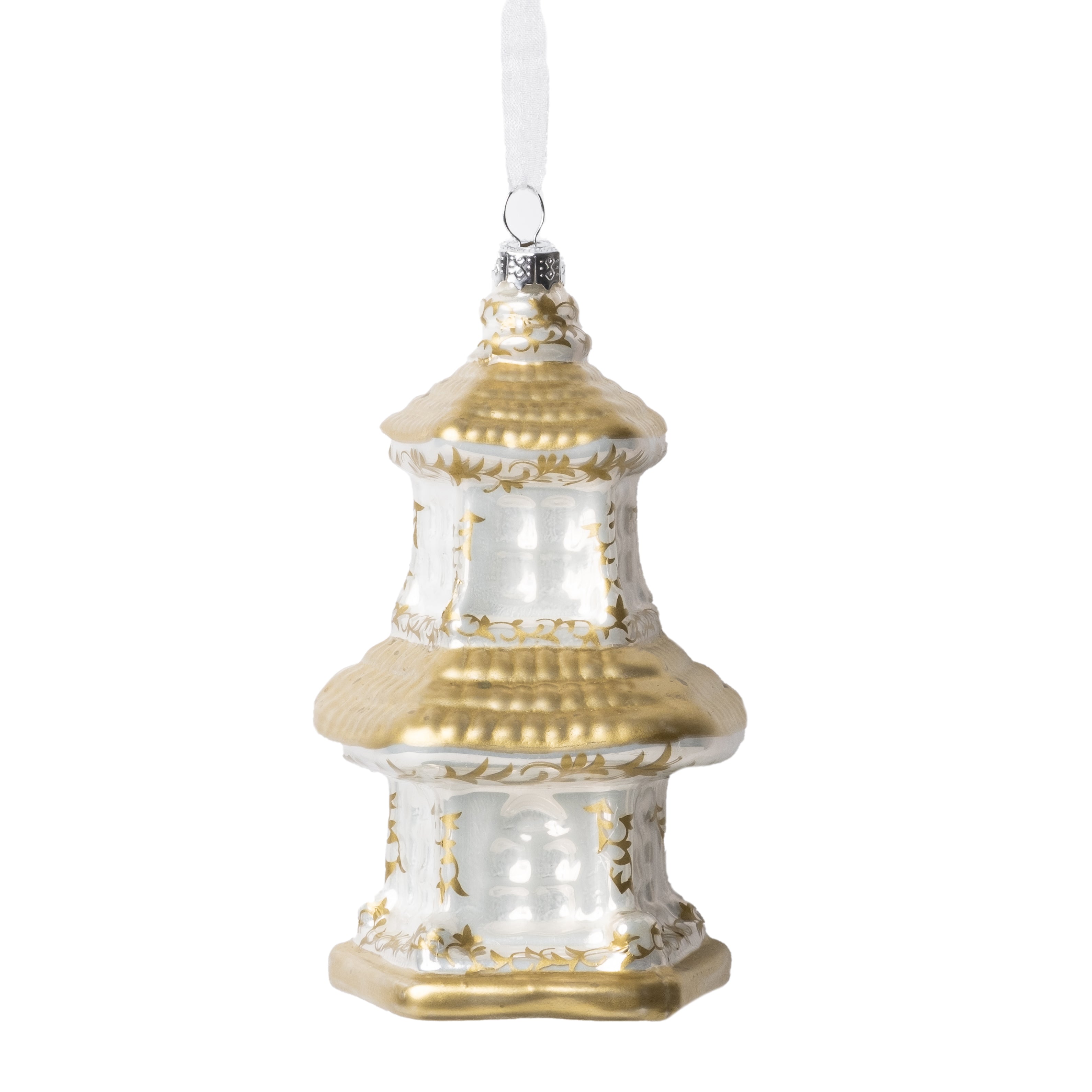 Gold & White Pagoda Ornament