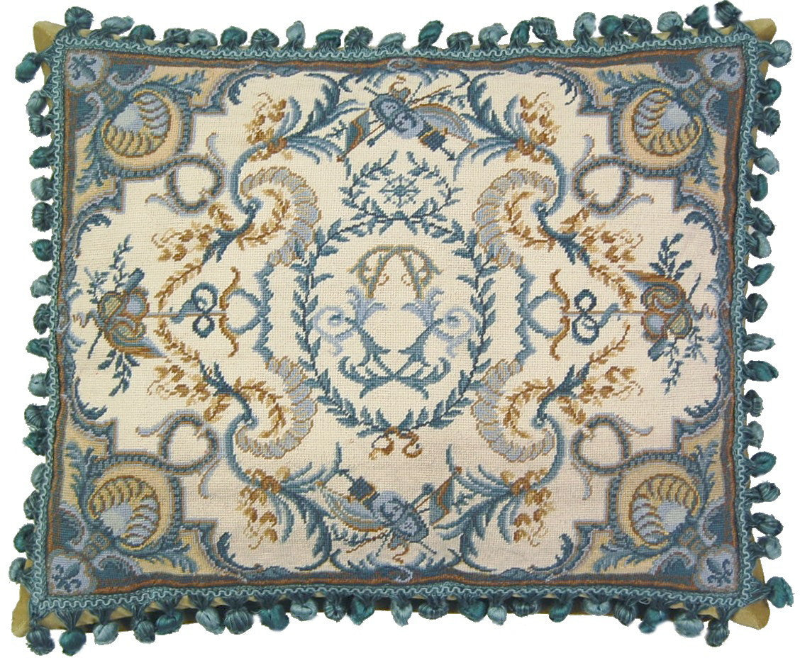 Incredible blue/brown needlepoint pillow