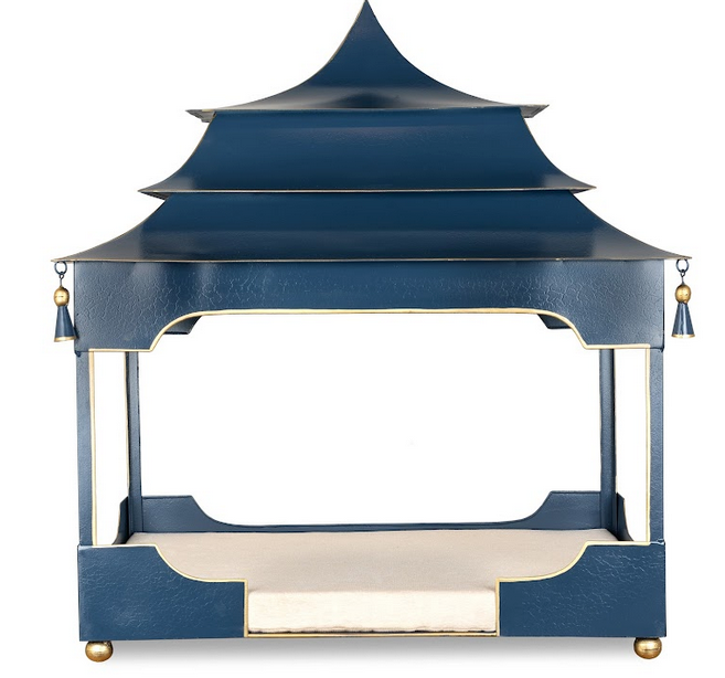 Pagoda Pet Bed Blue and Gold