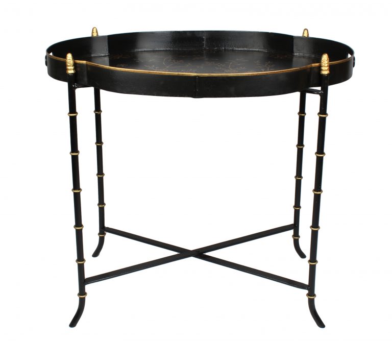 Black & Gold Scalloped Tray Table