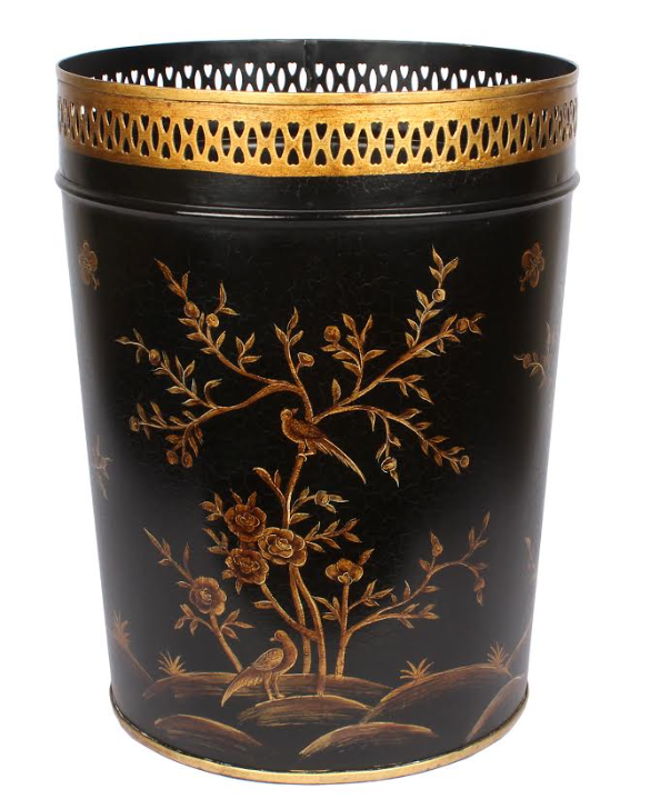 Black & Gold Round Pierced Wastepaper Basket