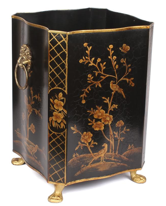 Black & Gold Square Footed Wastepaper Basket