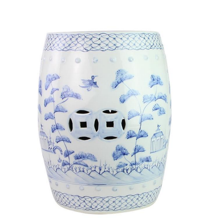 Soft Blue Village Scene Garden Seat