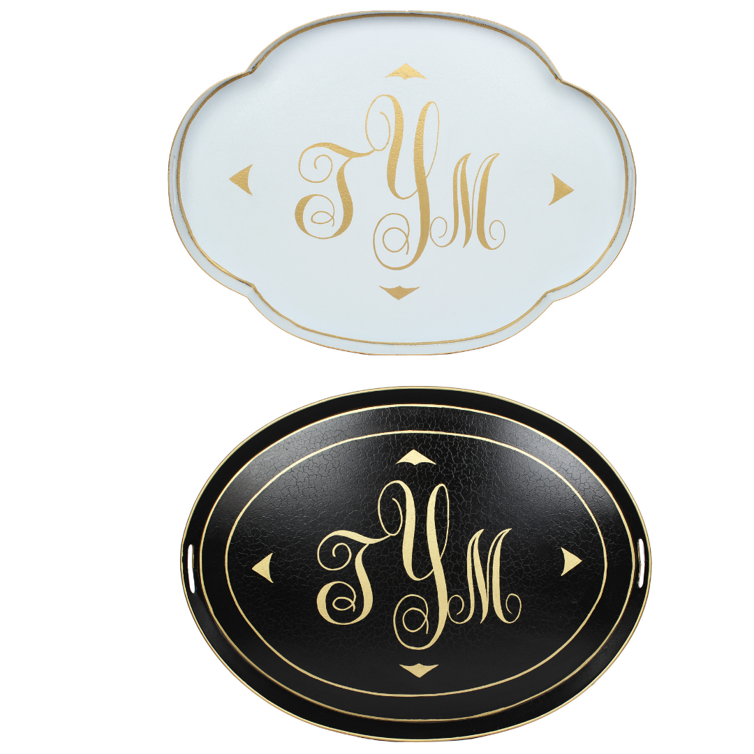 Custom Monogram Chinoiserie Tole Tray