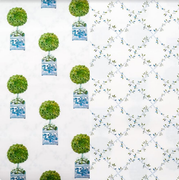 Reversible Cachepot Topiary and Trellis Gift Wrap