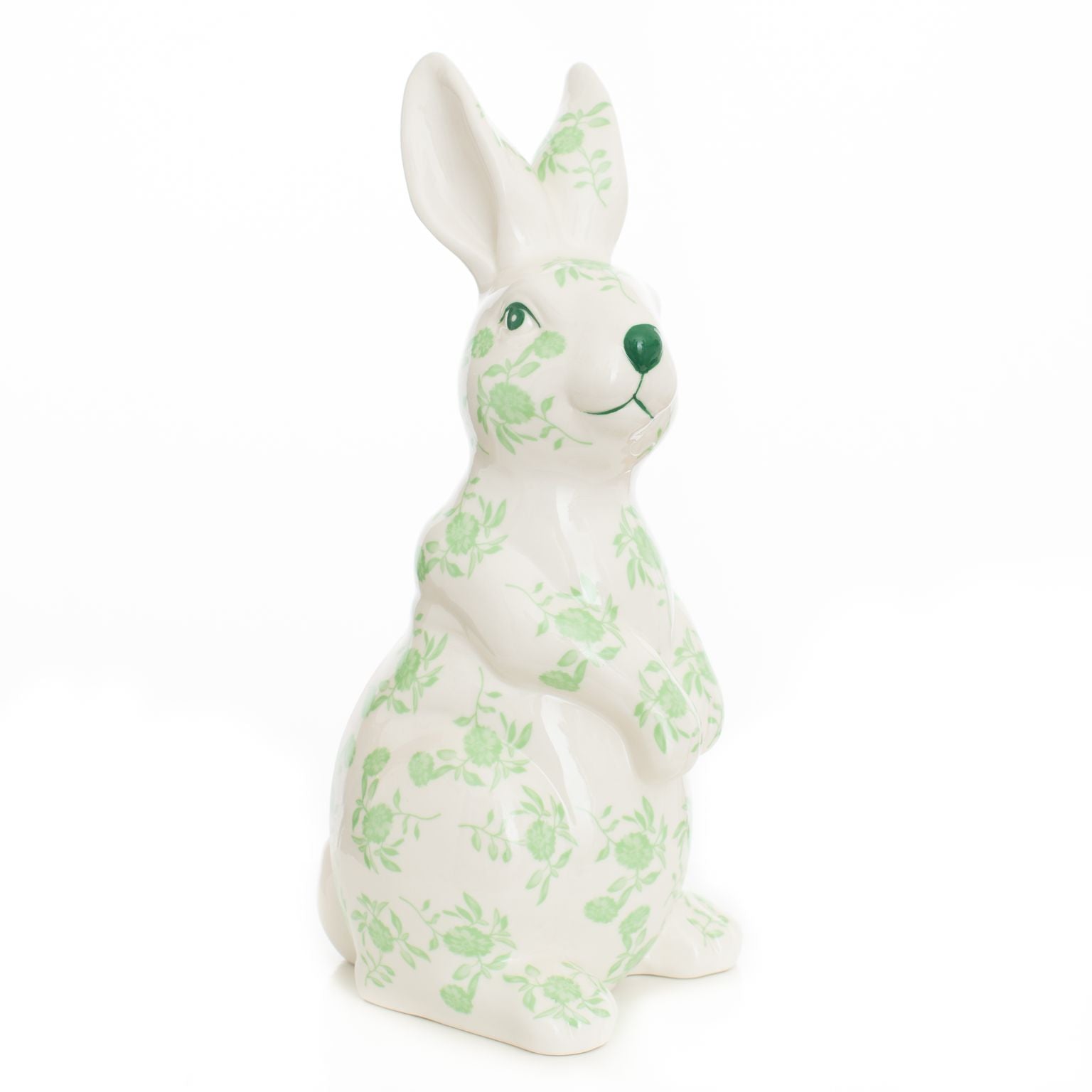 Standing Floral Green and White Bunny