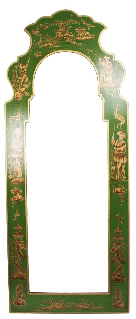 Moss Green and Gold Narrow Figurine Mirror