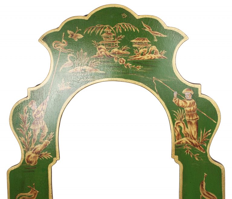 Moss Green and Gold Narrow Figurine Mirror