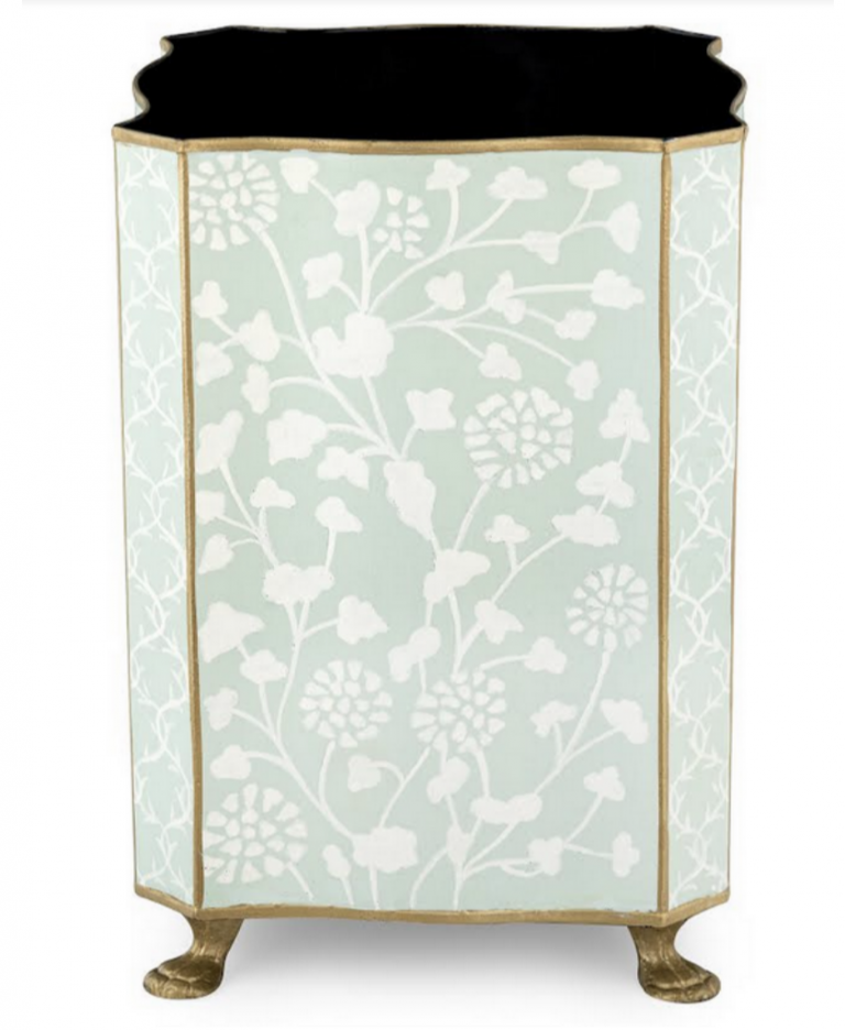 Pale Green Spring Floral Wastepaper Basket