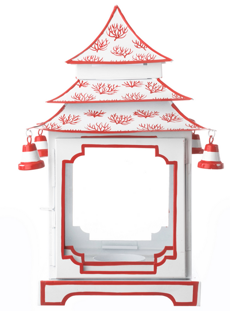 Stunning white/red coral pagoda (large)