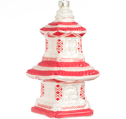 Red & White Pagoda II Ornament